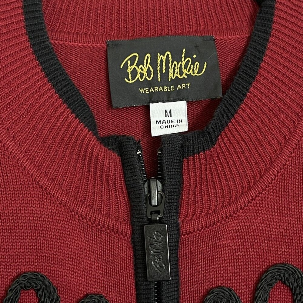Bob Mackie Wearable Art Sweater Womens Medium Red Black - Picture 8 of 12